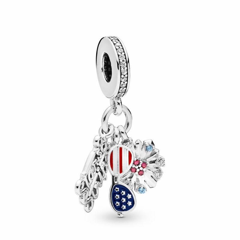 Pandora American Icons Dangle Charm - Sterling Silver/Enamel/Blue/Mixed Stones - Canada | ZG8436EA